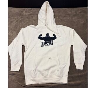 BSL The Empire Lifts Back Graphic Hoodie Mens Large White Star Wars Parody Gym